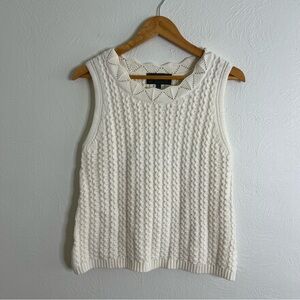 Sunday in Brooklyn Sweater Vest Cream Textured Knit Cotton Blend Size S Small